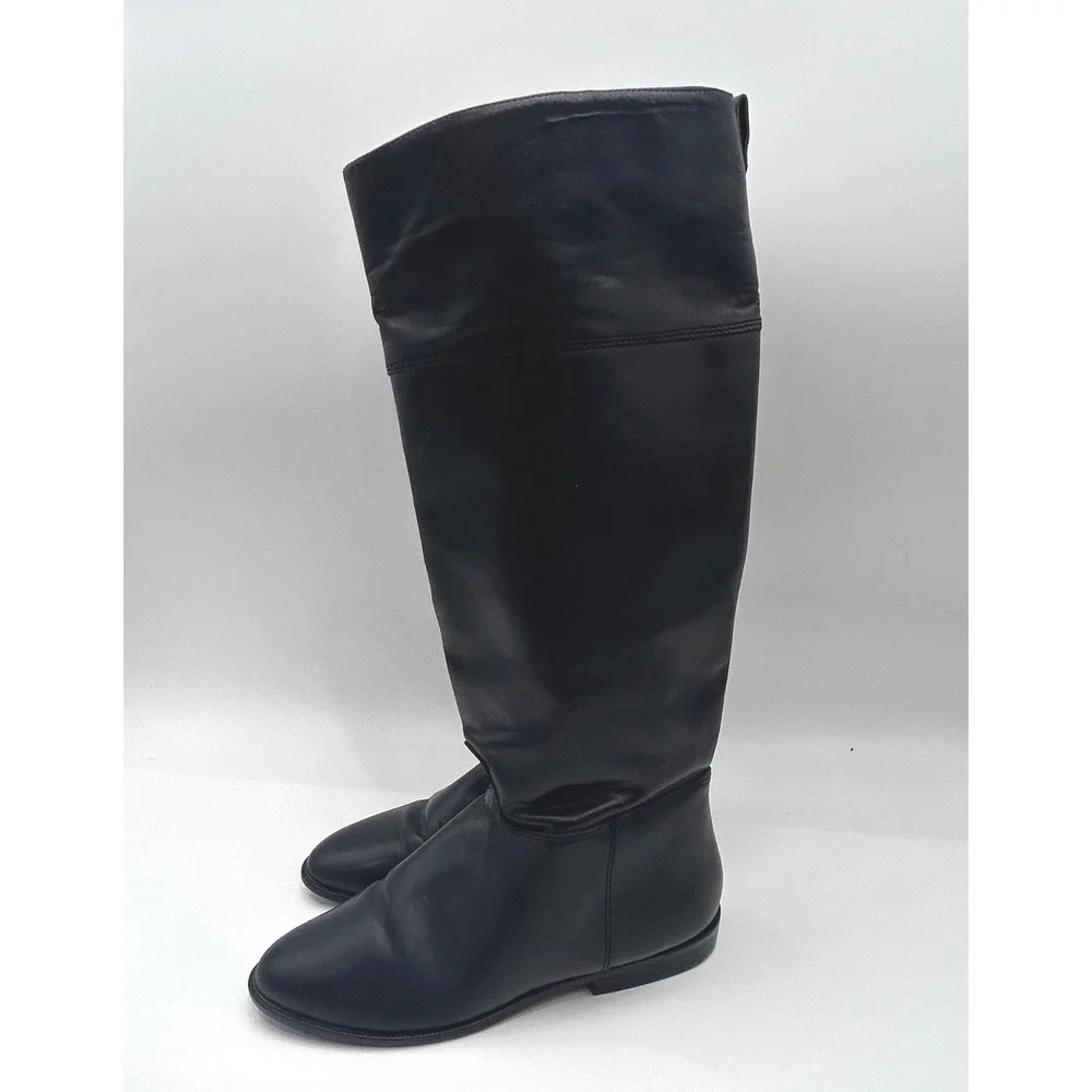 Vintage Black Leather Tall Riding Boots Women's Size 9N Knee High Equestrian